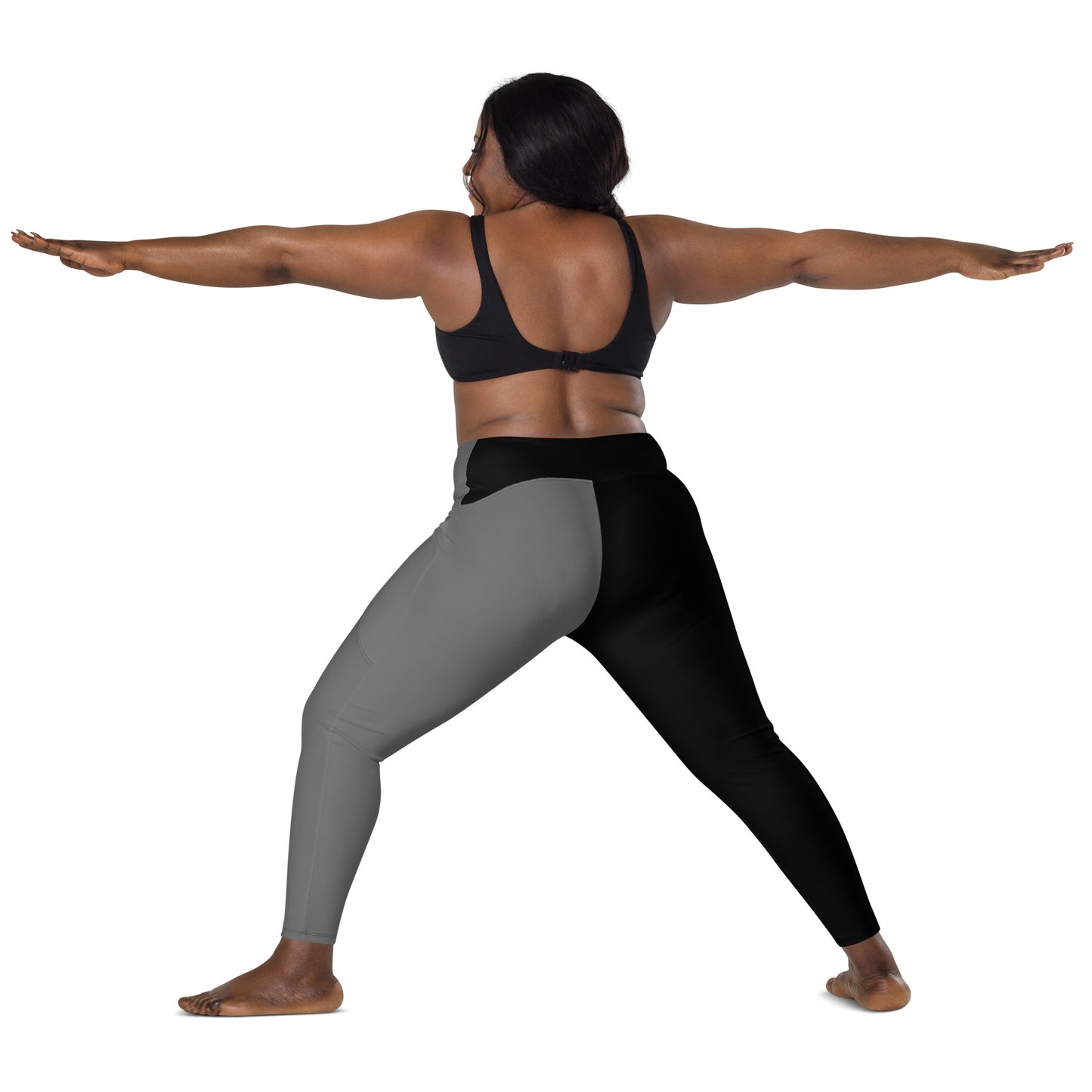 LAXUNIVERSE BLACK & GREY Crossover leggings with pockets