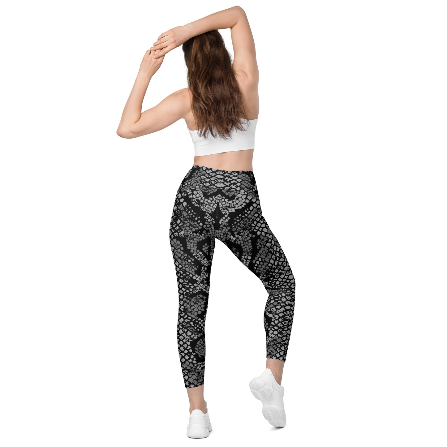 LAXUNIVERSE BLACK SNAKE Crossover leggings with pockets