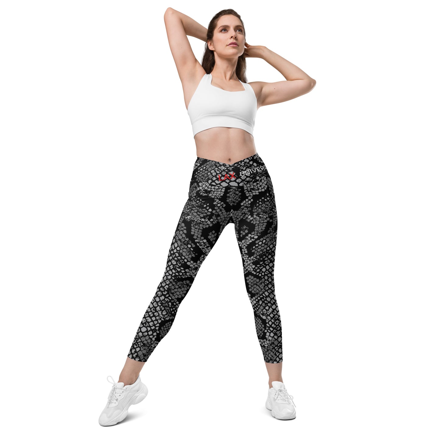 LAXUNIVERSE BLACK SNAKE Crossover leggings with pockets