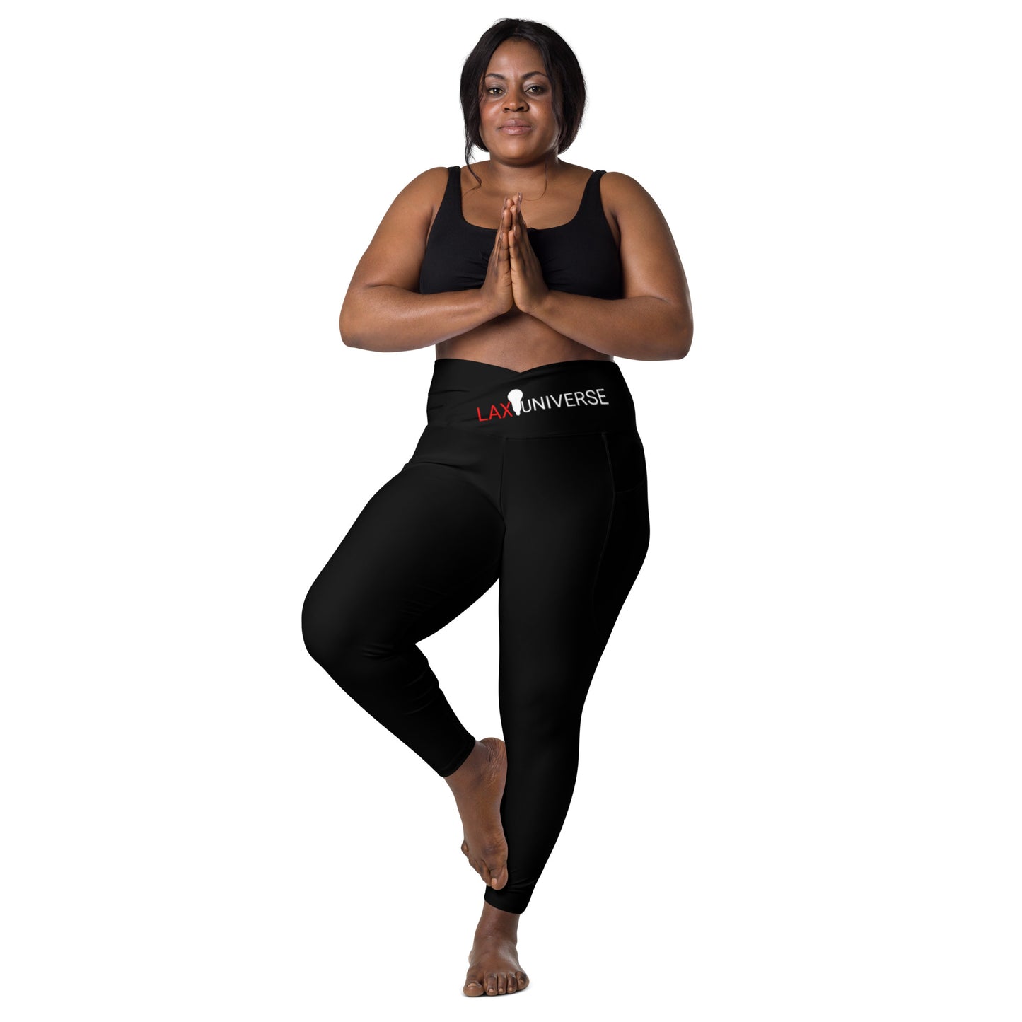 LAXUNIVERSE BLACK Crossover leggings with pockets