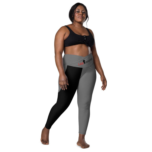 LAXUNIVERSE BLACK & GREY Crossover leggings with pockets