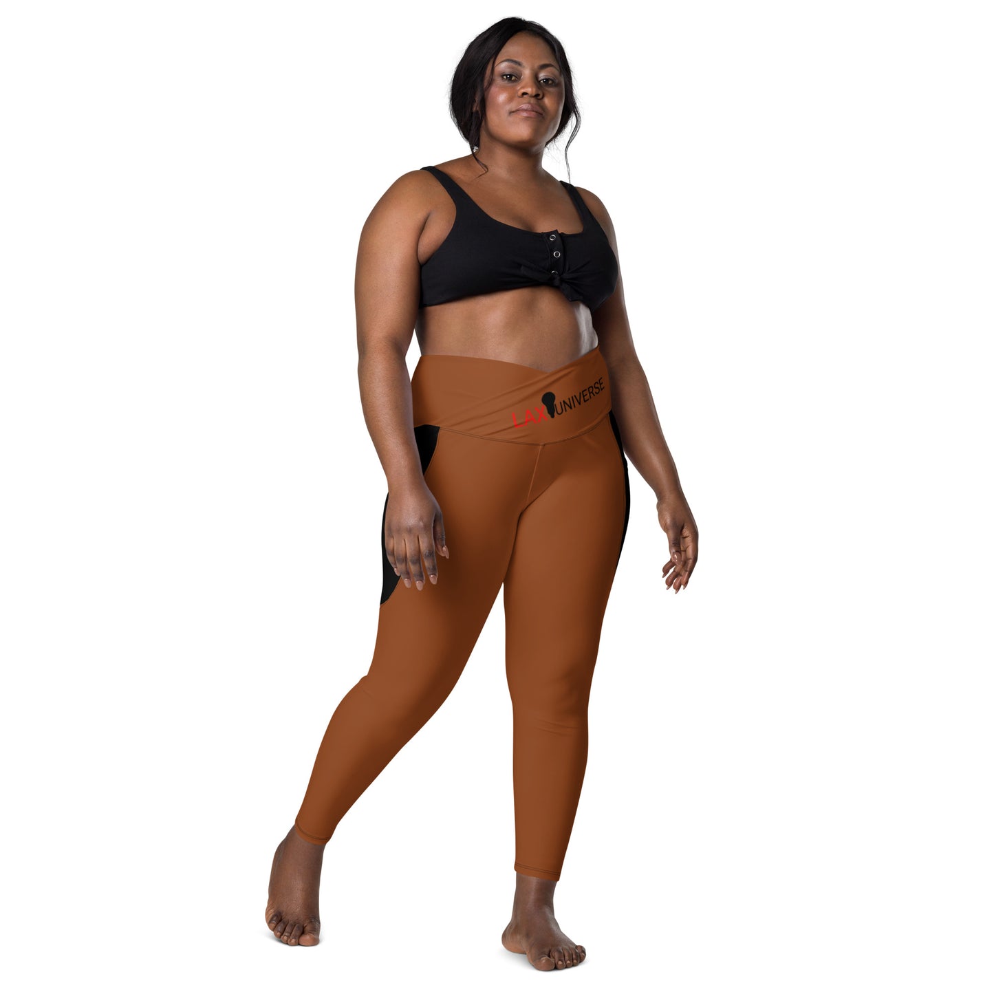 LAXUNIVERSE Saddle Brown Crossover leggings with pockets