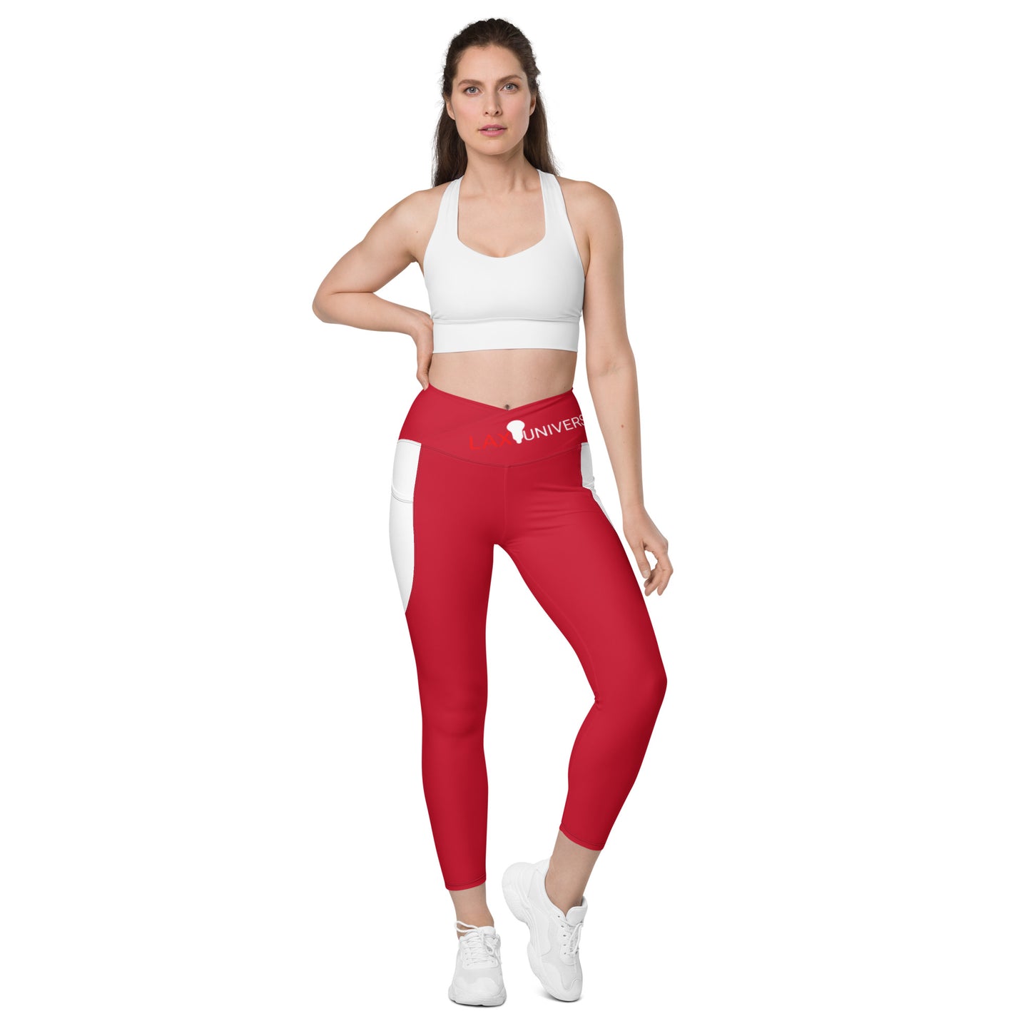 LAXUNIVERSE RED Crossover leggings with pockets