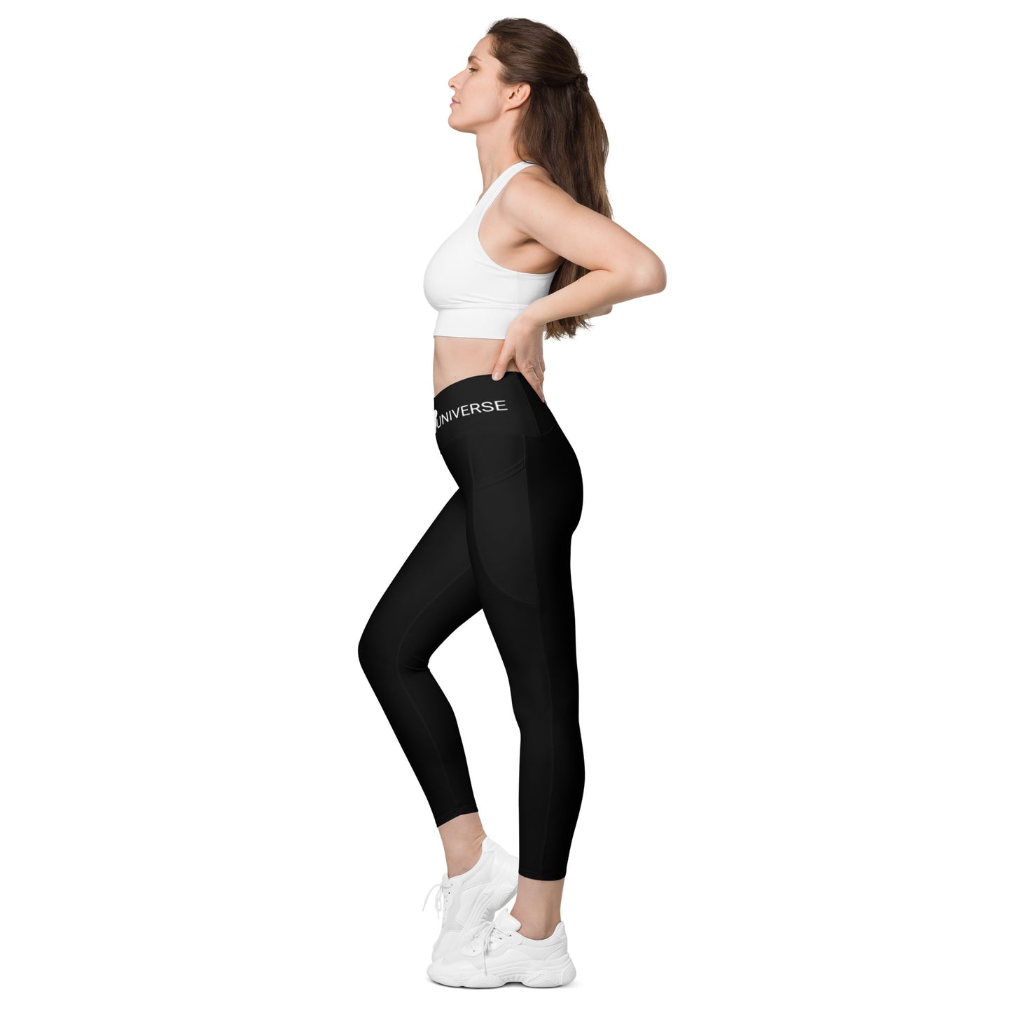 LAXUNIVERSE BLACK Crossover leggings with pockets