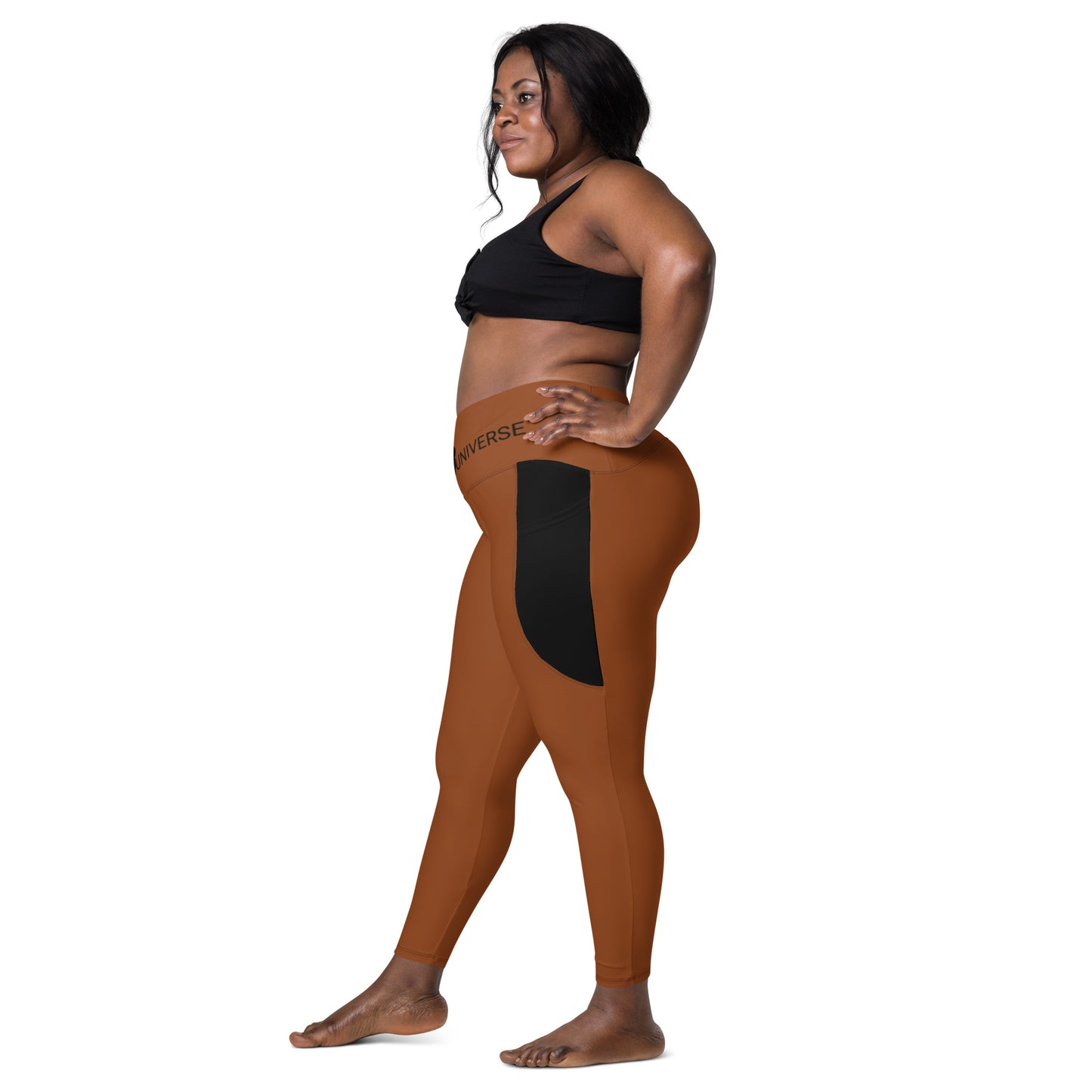 LAXUNIVERSE Saddle Brown Crossover leggings with pockets