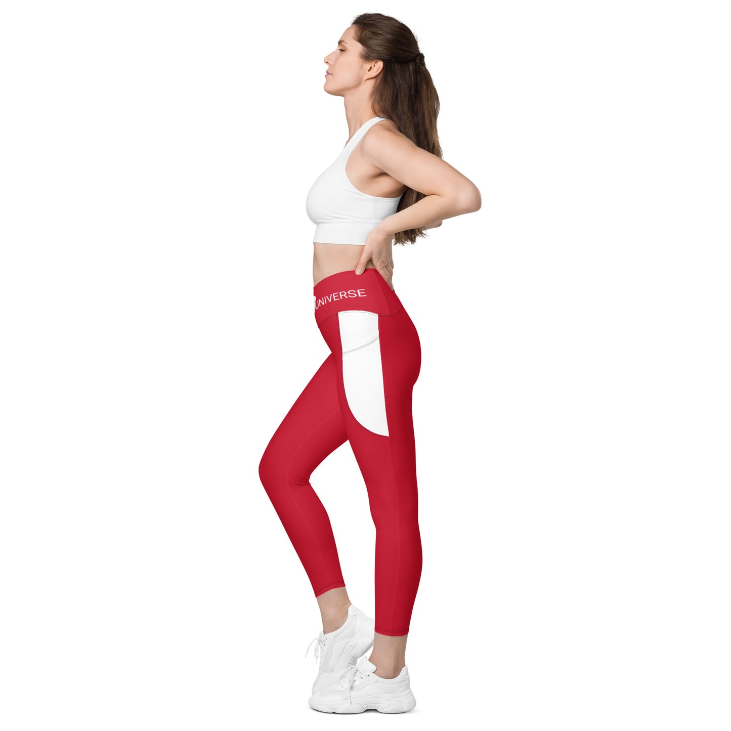 LAXUNIVERSE RED Crossover leggings with pockets