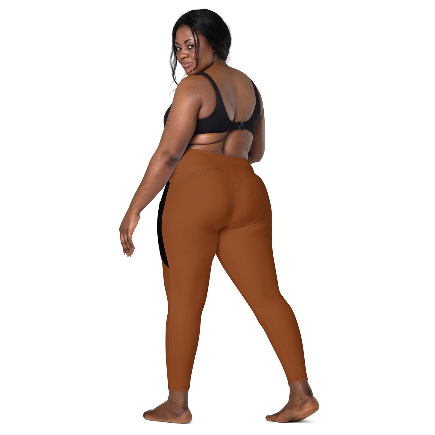LAXUNIVERSE Saddle Brown Crossover leggings with pockets