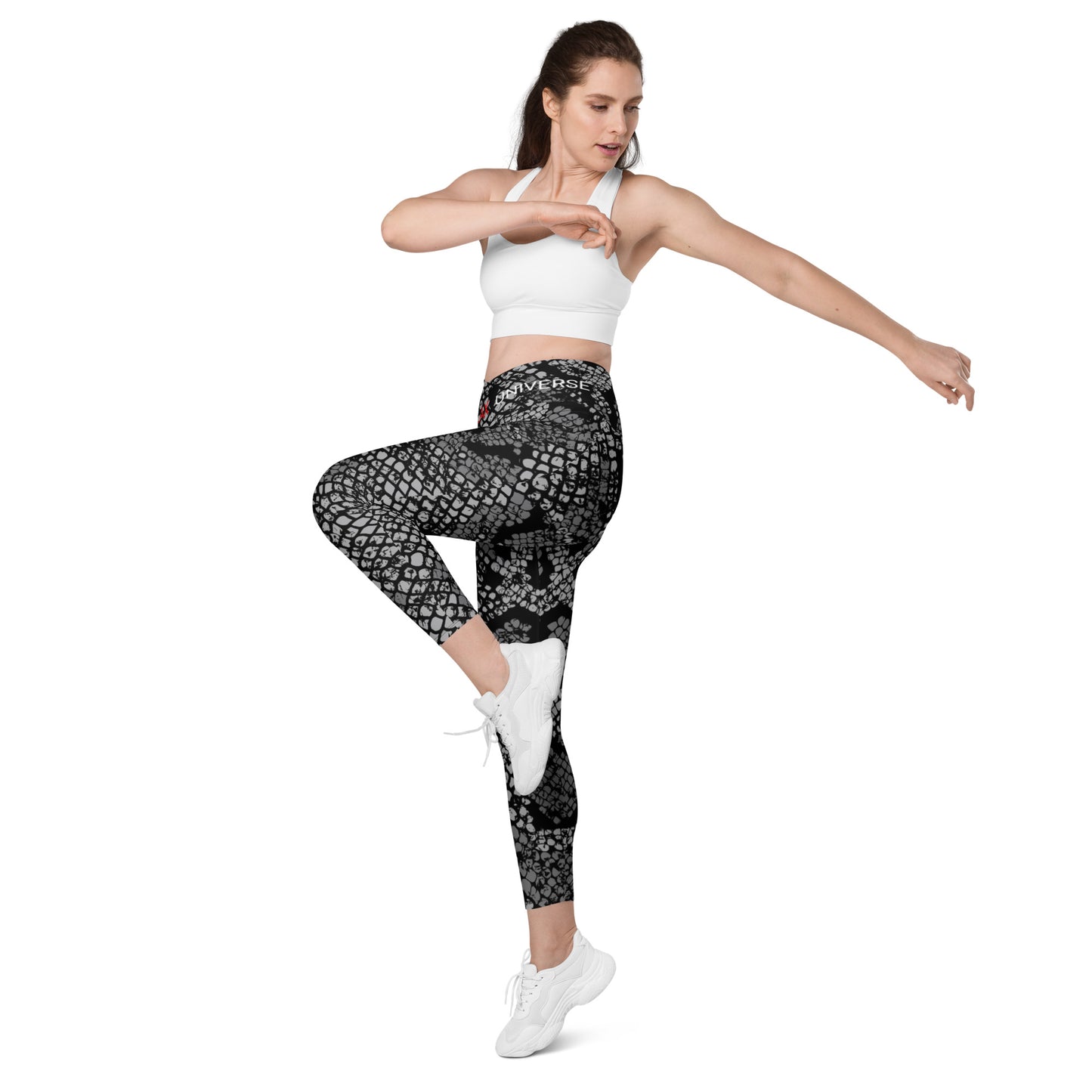 LAXUNIVERSE BLACK SNAKE Crossover leggings with pockets