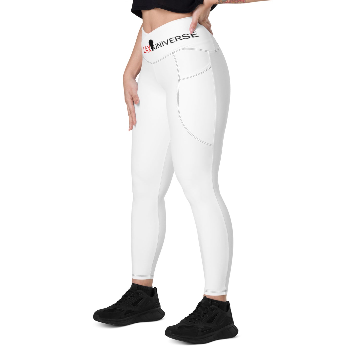 LAXUNIVERSE WHITE Crossover leggings with pockets