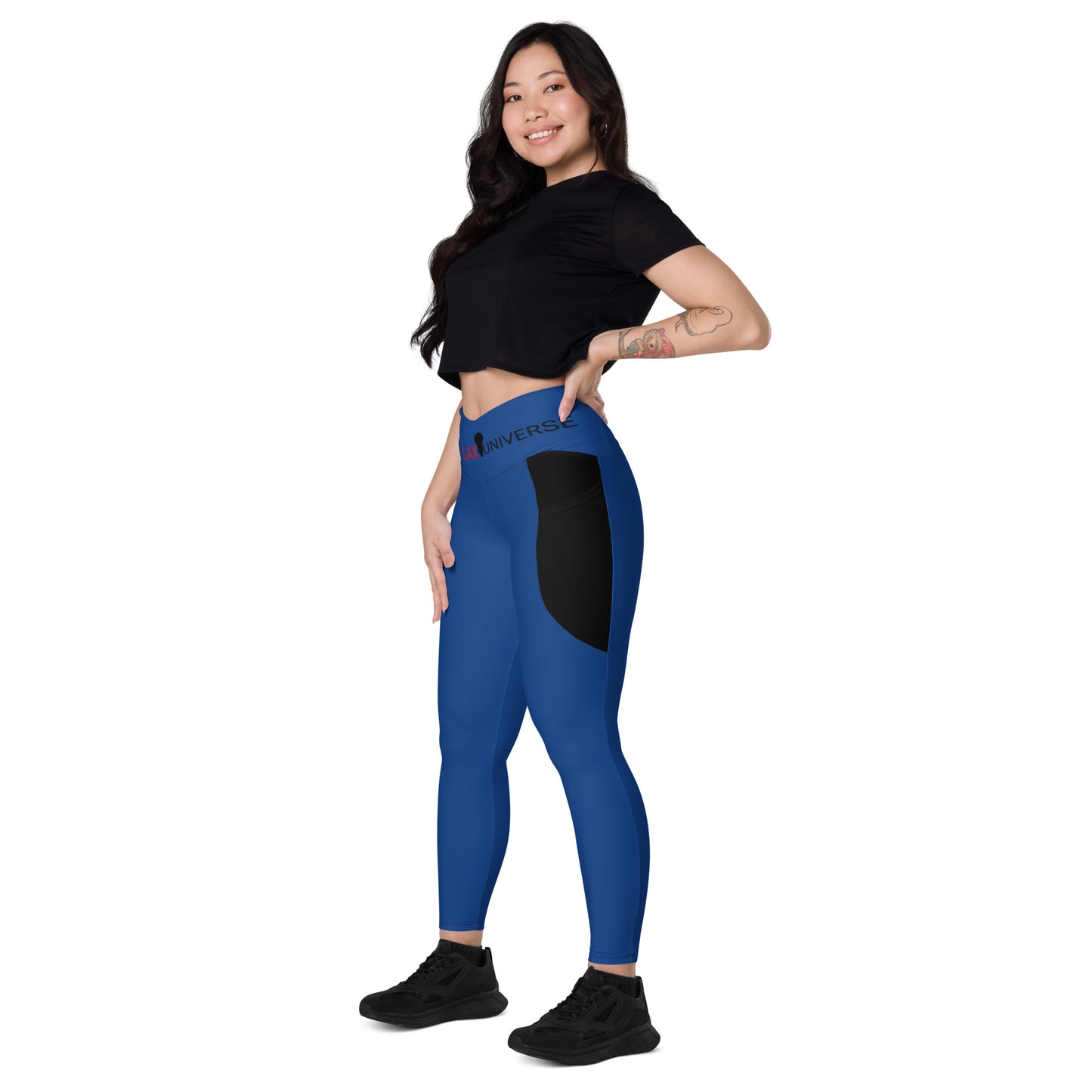 LAXUNIVERSE Dark Cerulean Crossover leggings with pockets