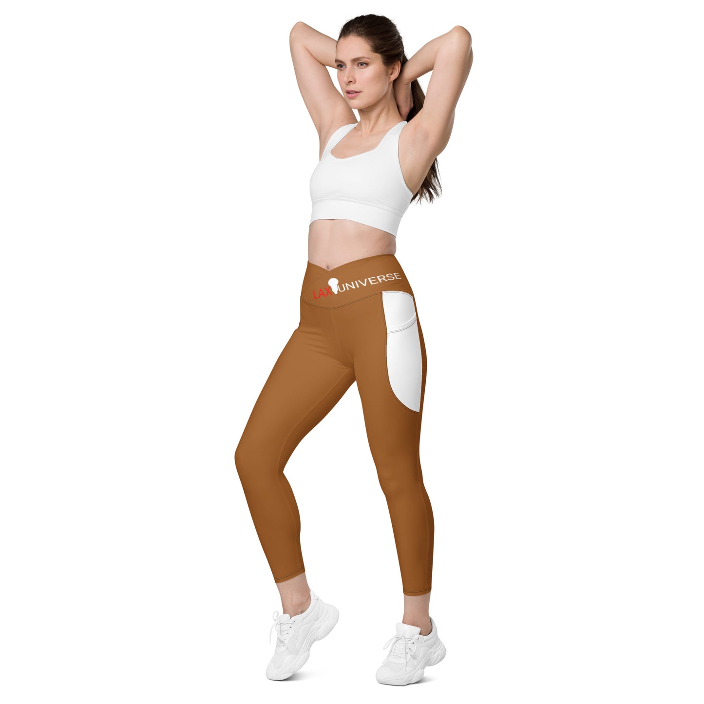 LAXUNIVERSE Rich Gold Crossover leggings with pockets