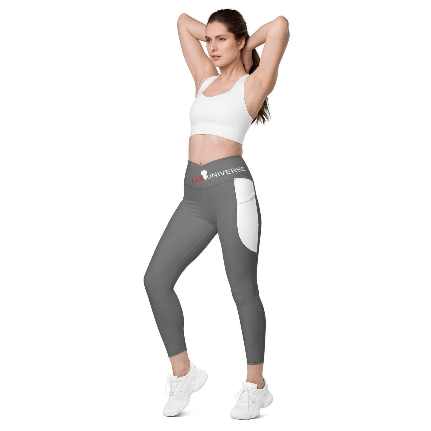 LAXUNIVERSE Grey Crossover leggings with pockets