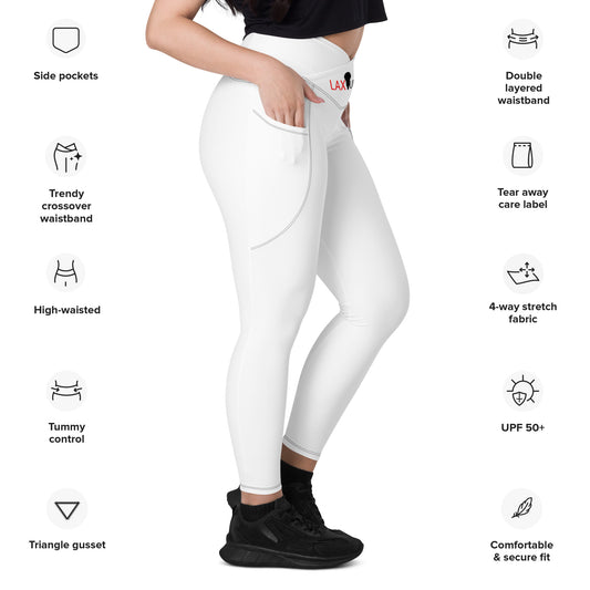 LAXUNIVERSE WHITE Crossover leggings with pockets