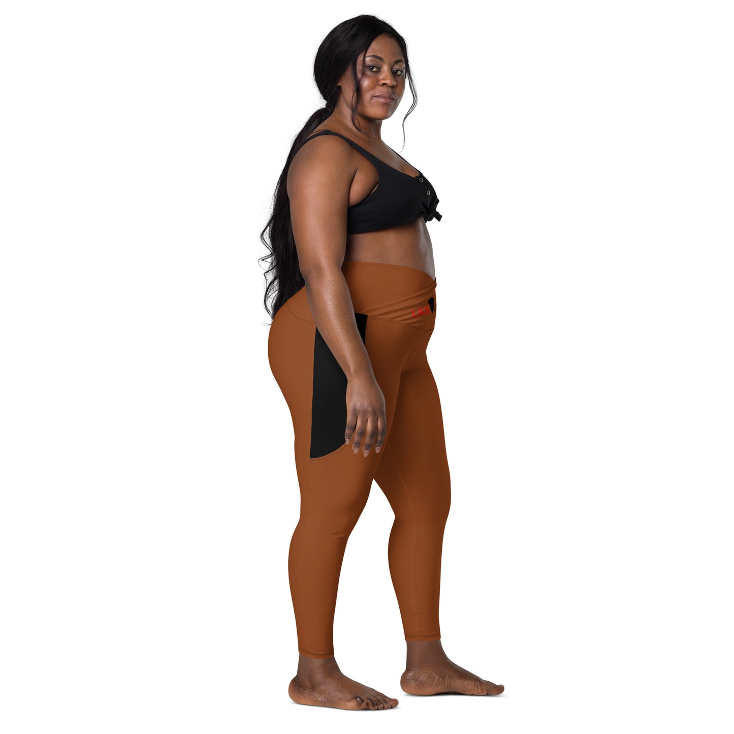 LAXUNIVERSE Saddle Brown Crossover leggings with pockets