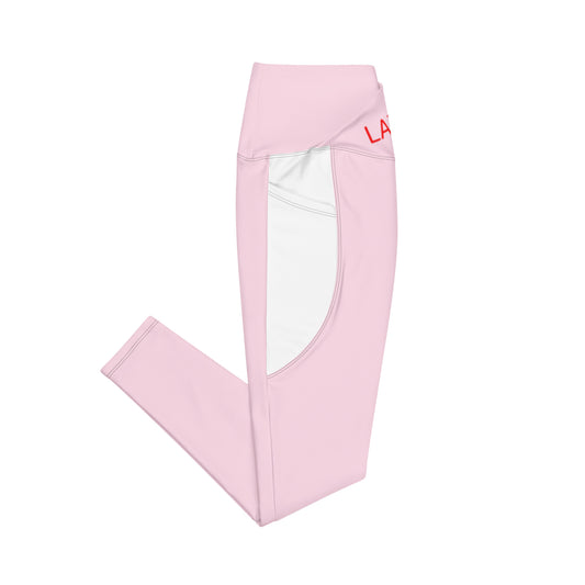LAXUNIVERSE Pig Pink Crossover leggings with pockets