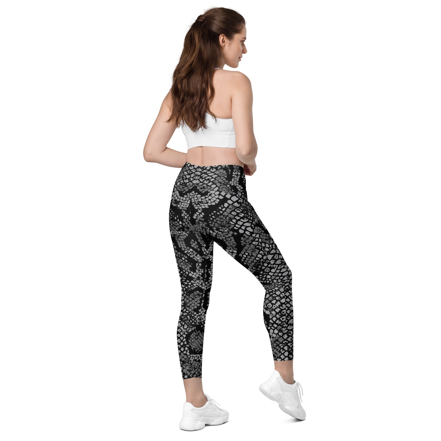 LAXUNIVERSE BLACK SNAKE Crossover leggings with pockets