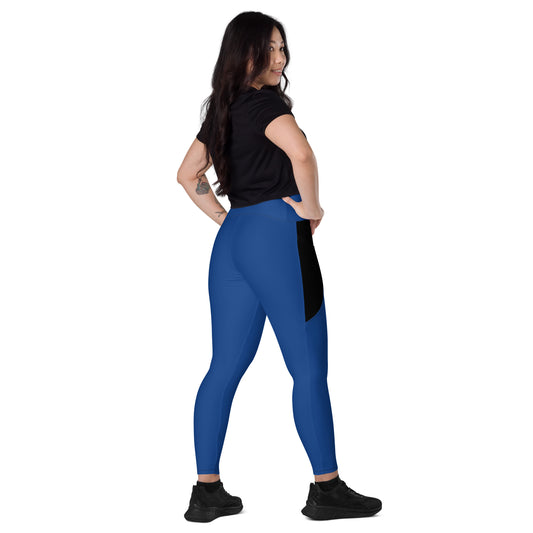 LAXUNIVERSE Dark Cerulean Crossover leggings with pockets