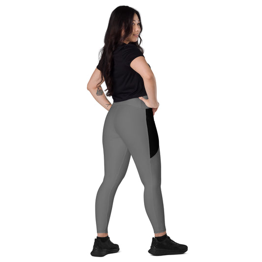 LAXUNIVERSE GREY Crossover leggings with pockets