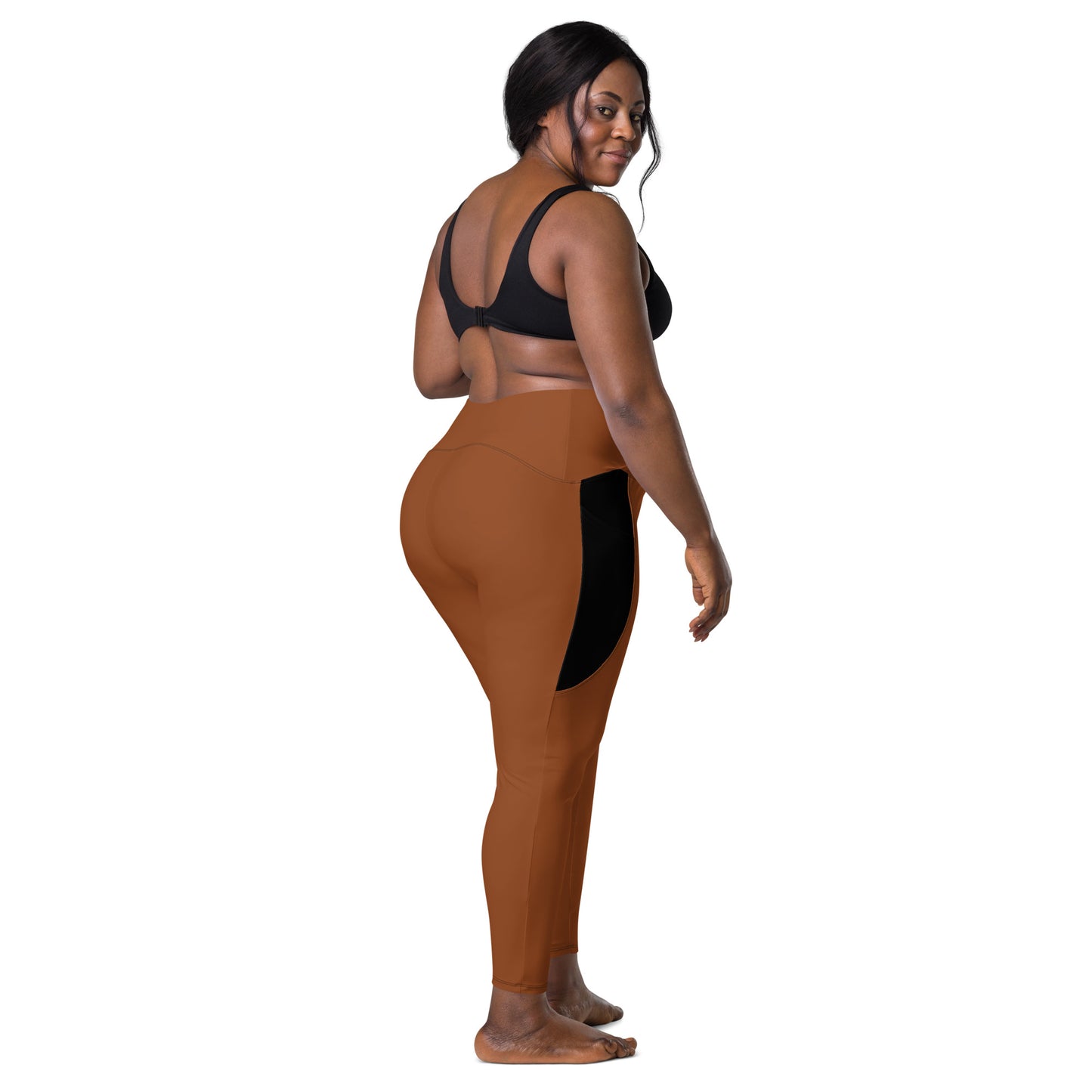 LAXUNIVERSE Saddle Brown Crossover leggings with pockets