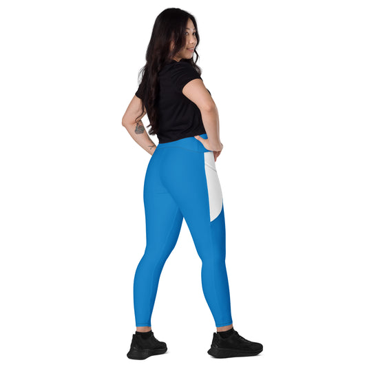 LAXUNIVERSE Navy Blue Crossover leggings with pockets