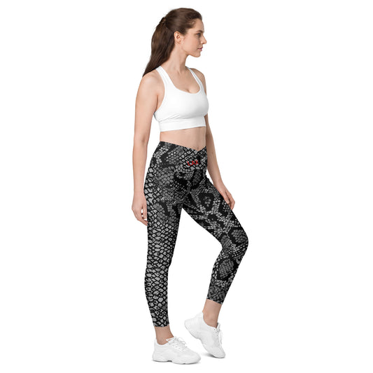 LAXUNIVERSE BLACK SNAKE Crossover leggings with pockets