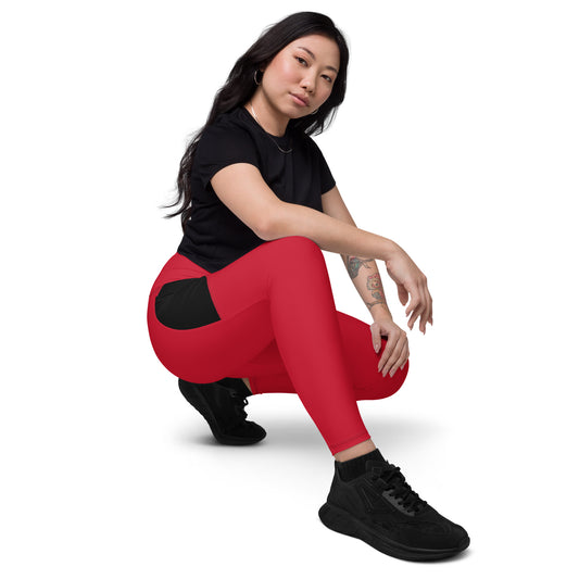 LAXUNIVERSE RED Crossover leggings with pockets