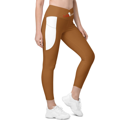 LAXUNIVERSE Rich Gold Crossover leggings with pockets