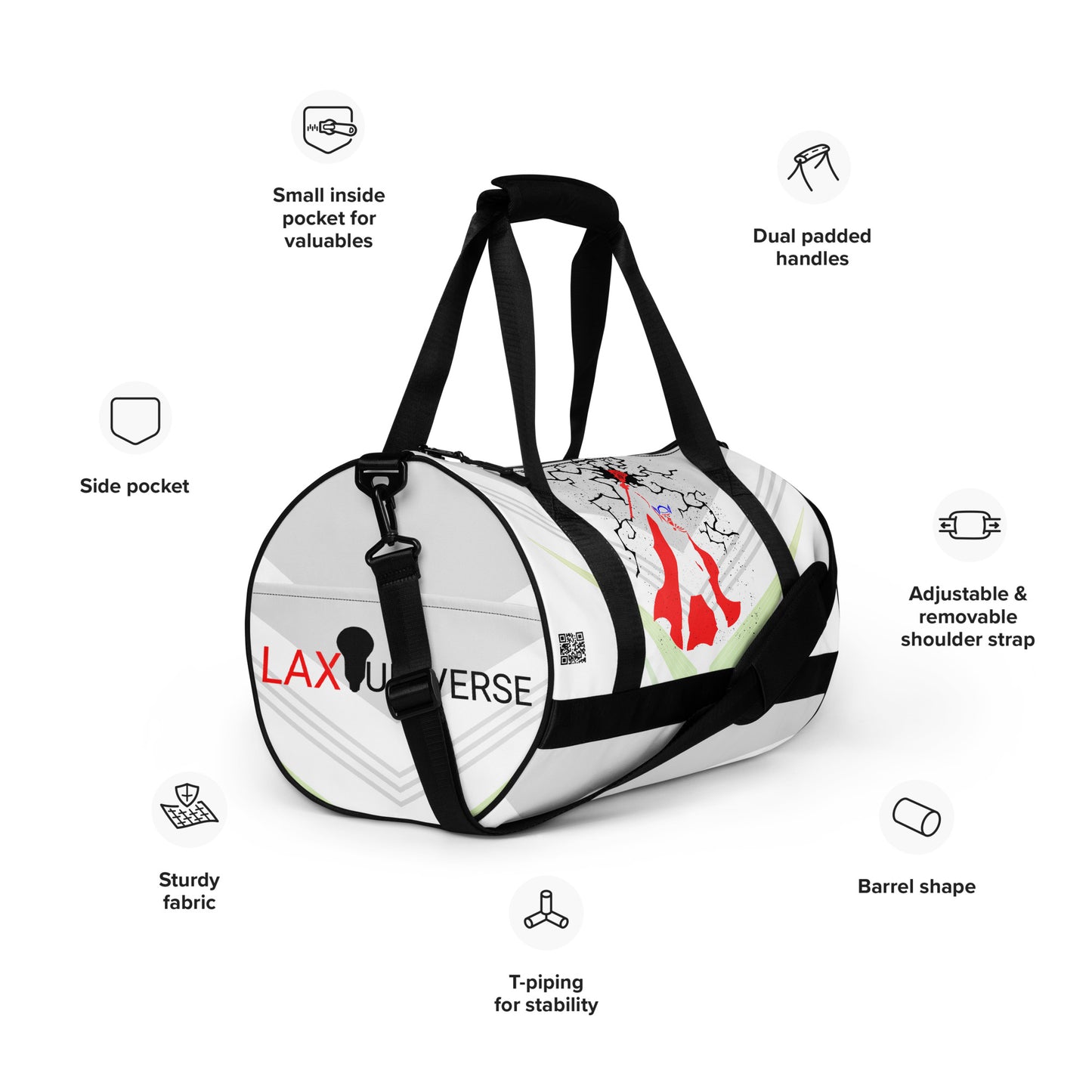 LAXUNIVERSE "Thor" White Gym Bag