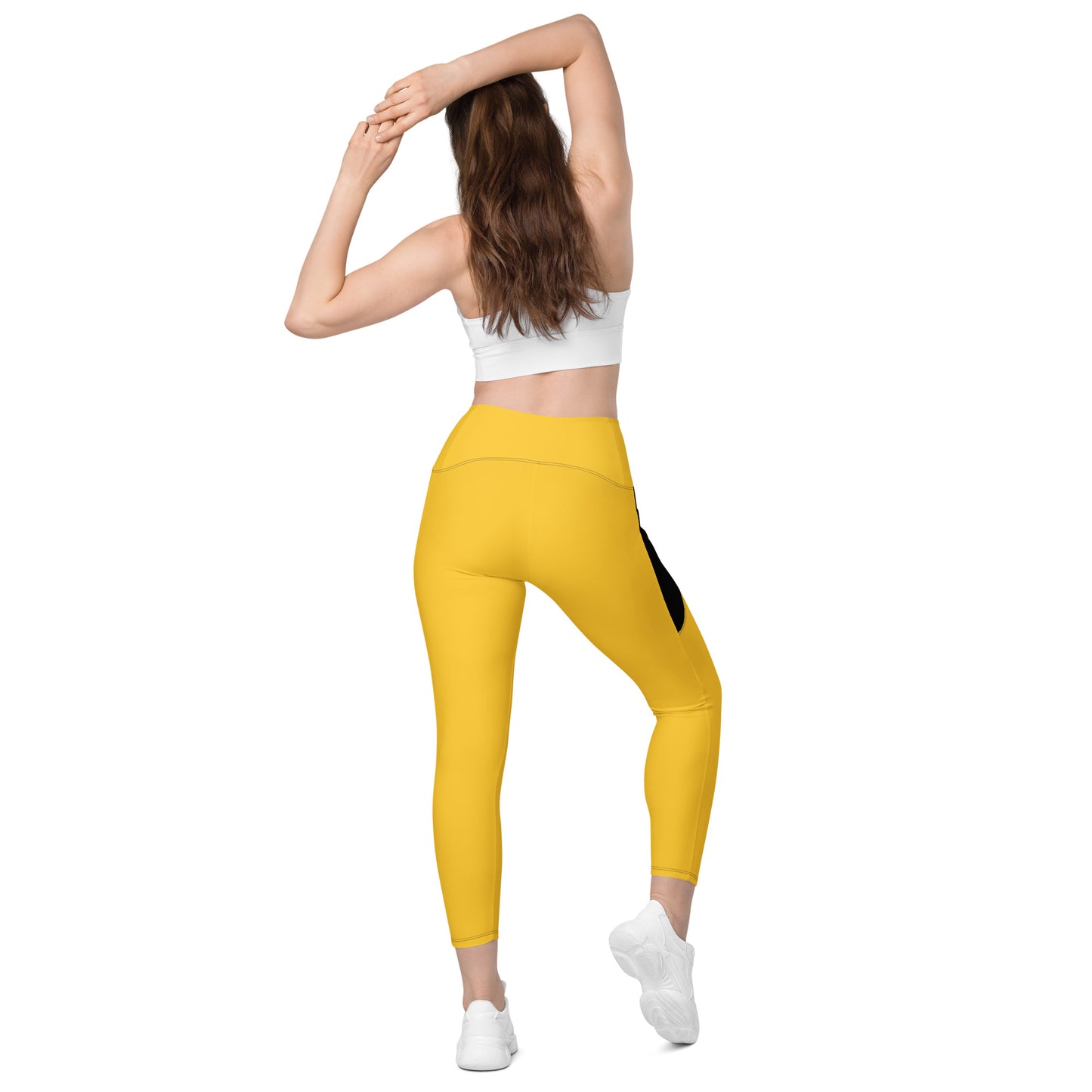 LAXUNIVERSE Yellow Crossover leggings with pockets