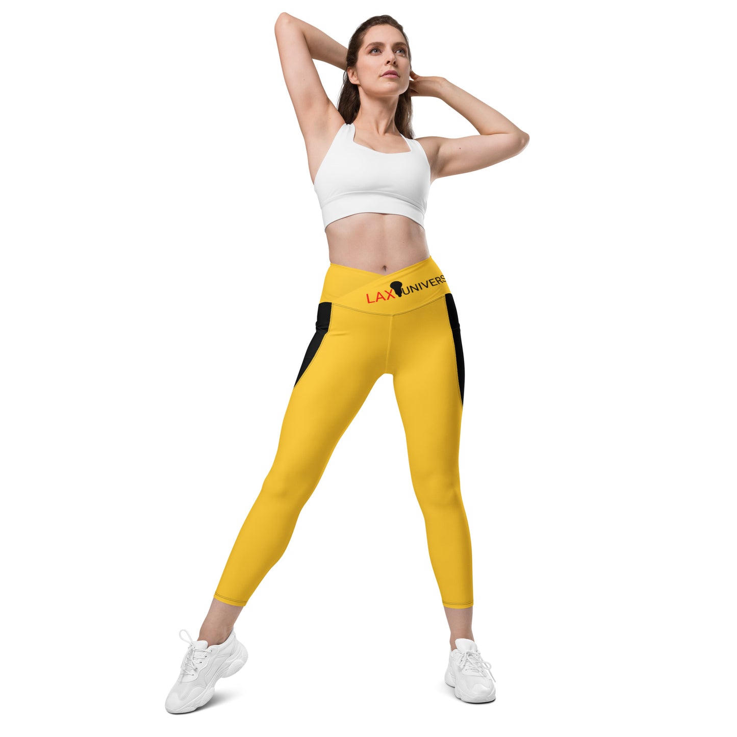 LAXUNIVERSE Yellow Crossover leggings with pockets