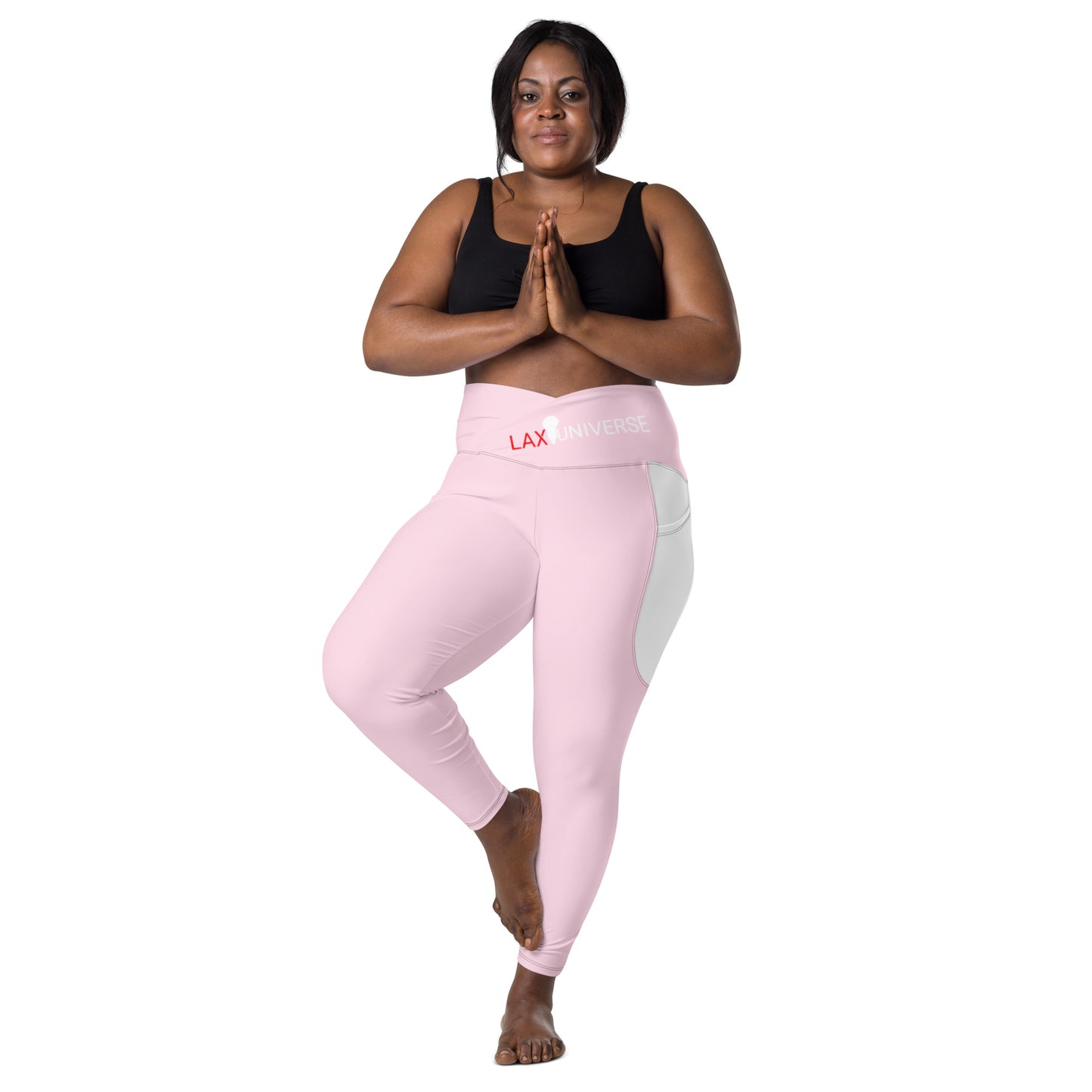 LAXUNIVERSE Pig Pink Crossover leggings with pockets