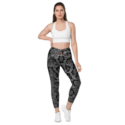 LAXUNIVERSE BLACK SNAKE Crossover leggings with pockets