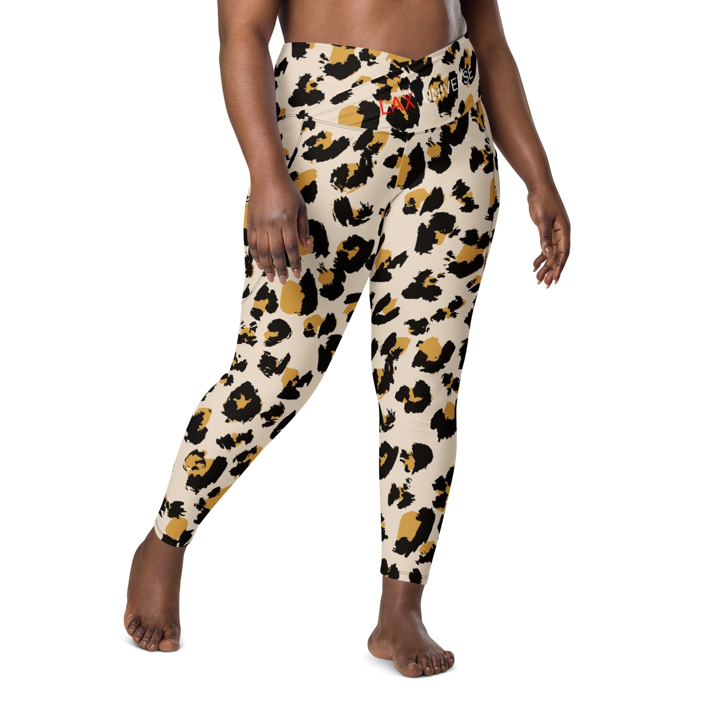 LAXUNIVERSE CHEETAH PRINT Crossover leggings with pockets