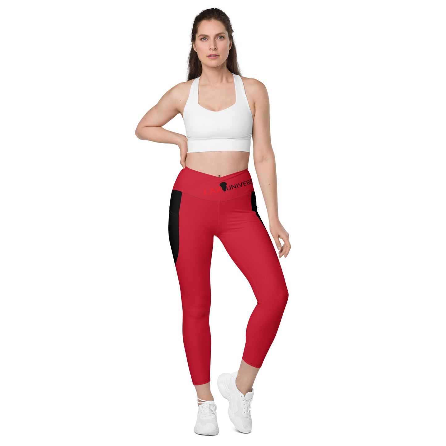 LAXUNIVERSE RED Crossover leggings with pockets