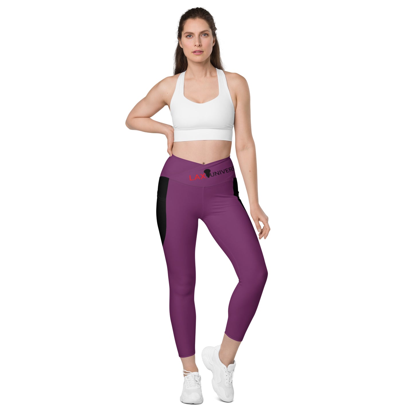 LAXUNIVERSE Palatinate Purple Crossover leggings with pockets