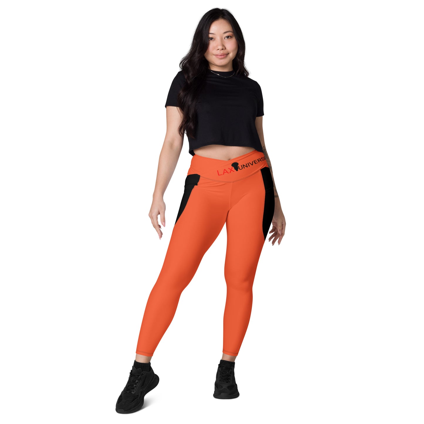 LAXUNIVERSE Outrageous Orange Crossover leggings with pockets