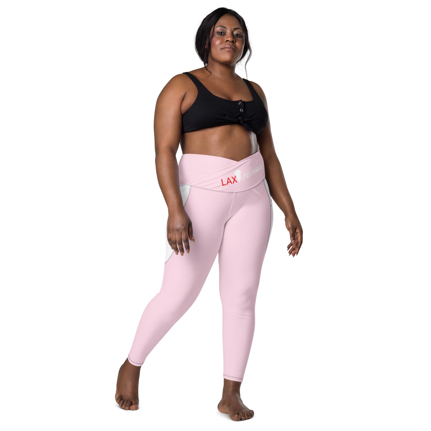 LAXUNIVERSE Pig Pink Crossover leggings with pockets