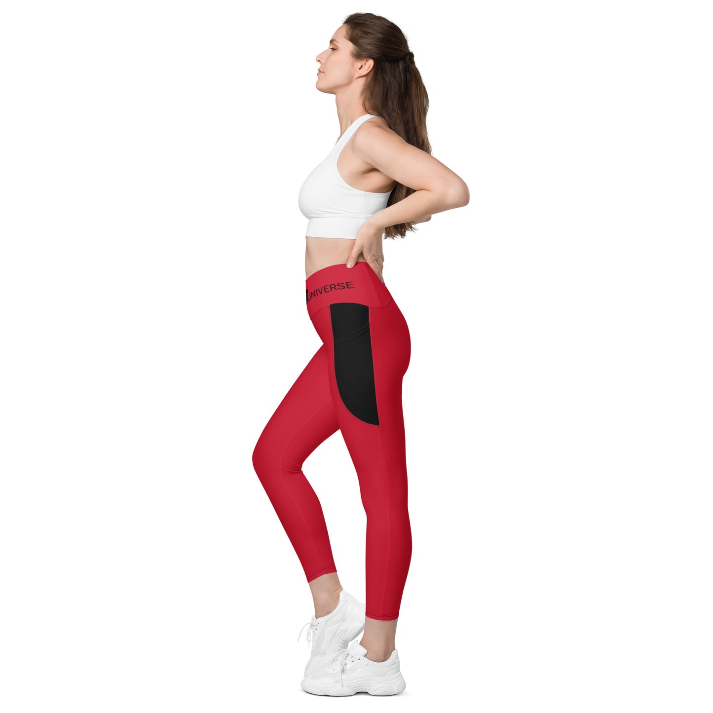 LAXUNIVERSE RED Crossover leggings with pockets