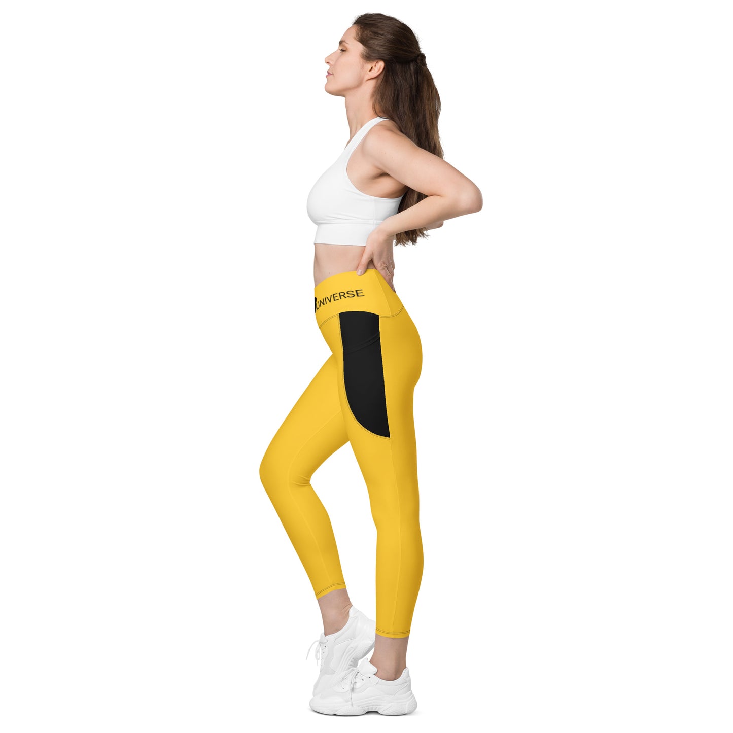 LAXUNIVERSE Yellow Crossover leggings with pockets