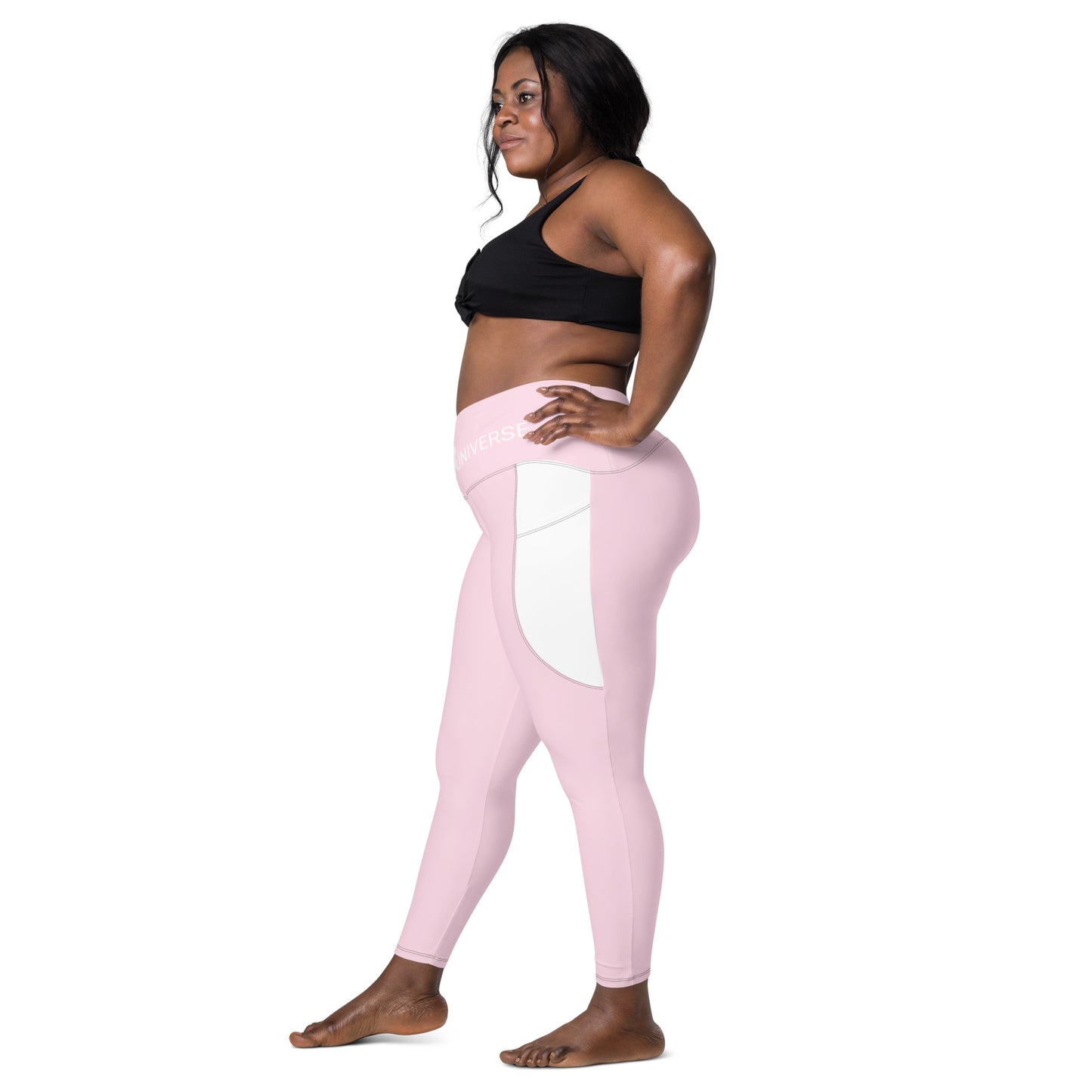 LAXUNIVERSE Pig Pink Crossover leggings with pockets