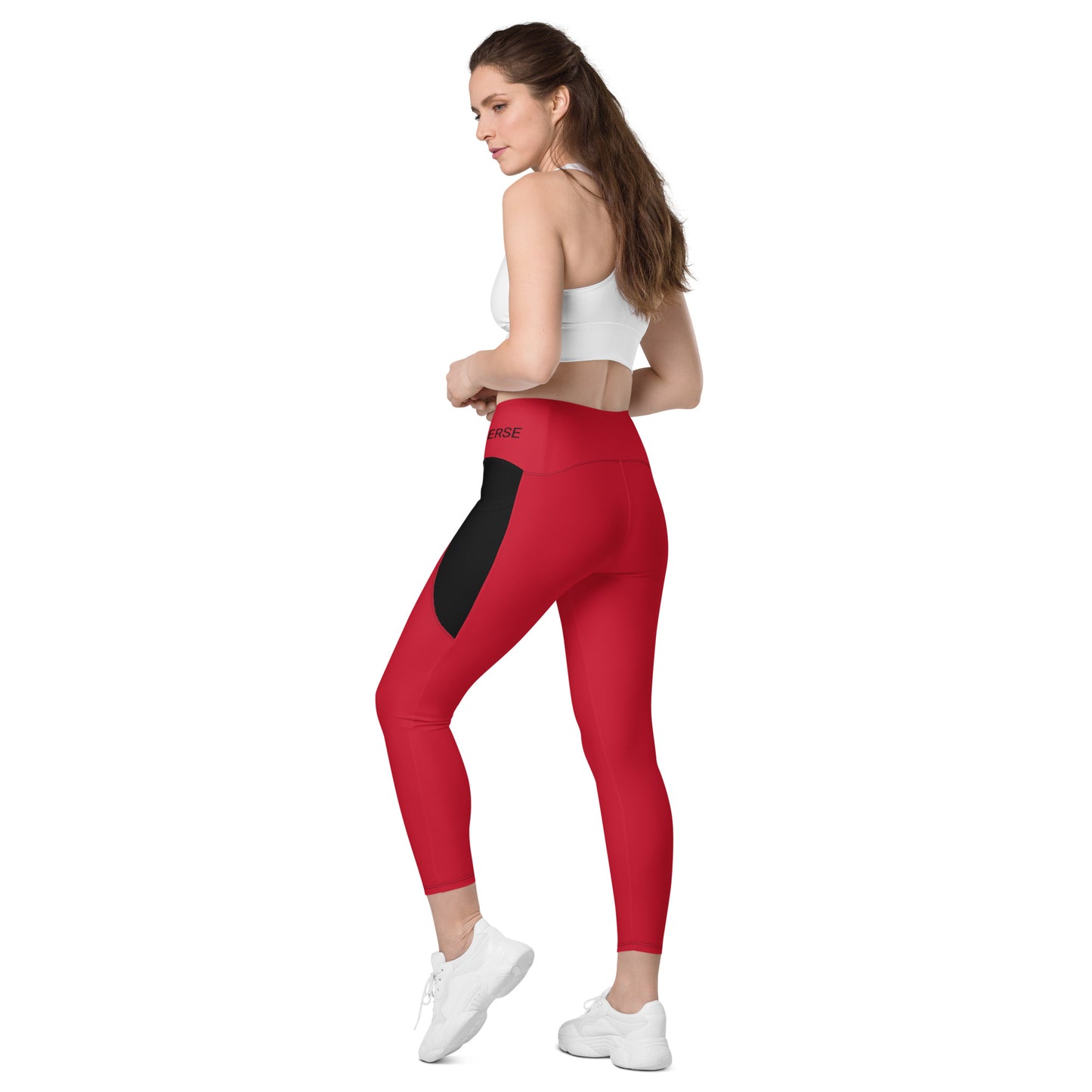 LAXUNIVERSE RED Crossover leggings with pockets