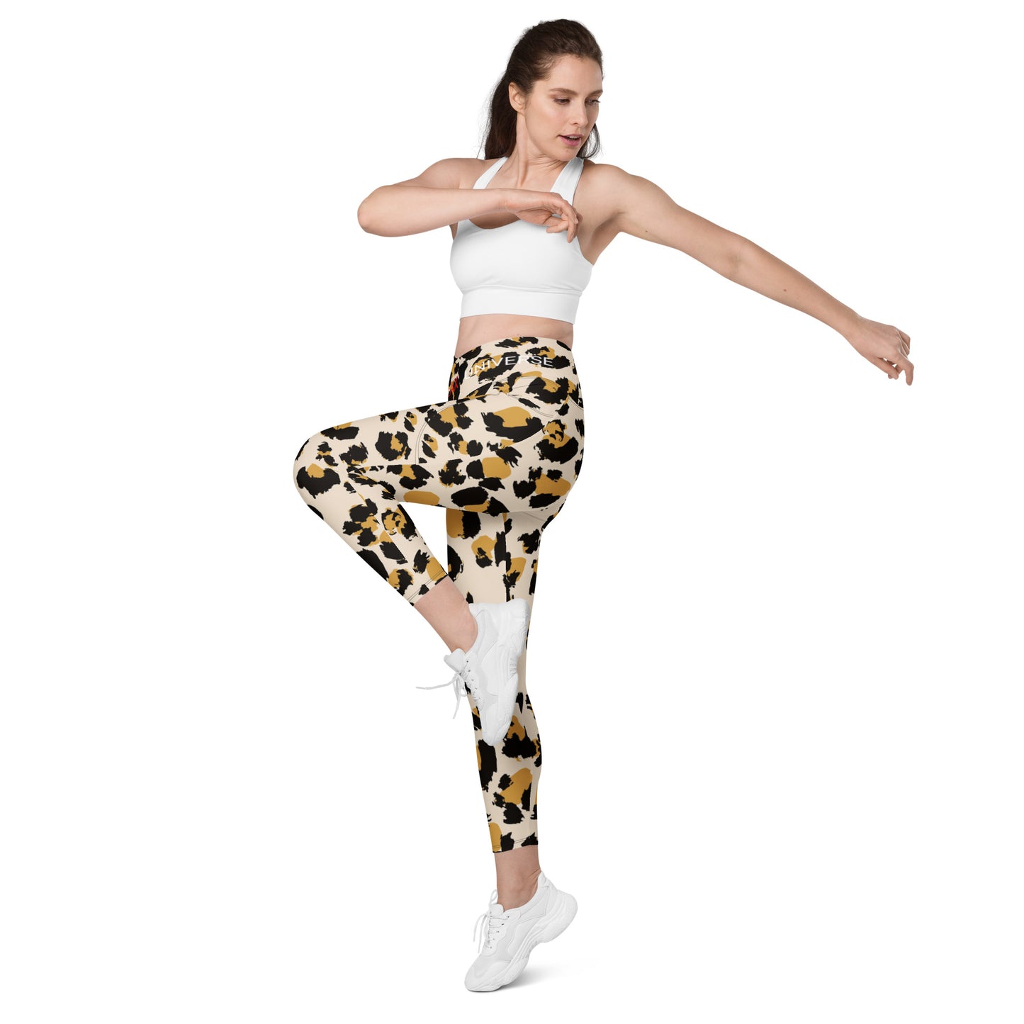 LAXUNIVERSE CHEETAH PRINT Crossover leggings with pockets