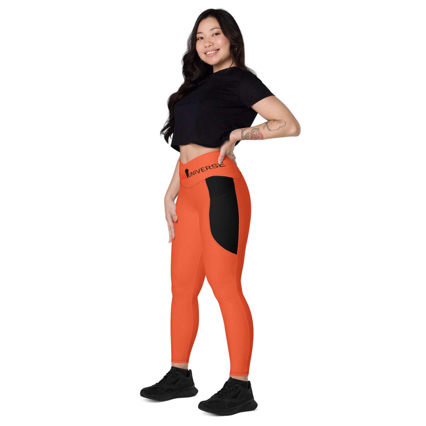 LAXUNIVERSE Outrageous Orange Crossover leggings with pockets