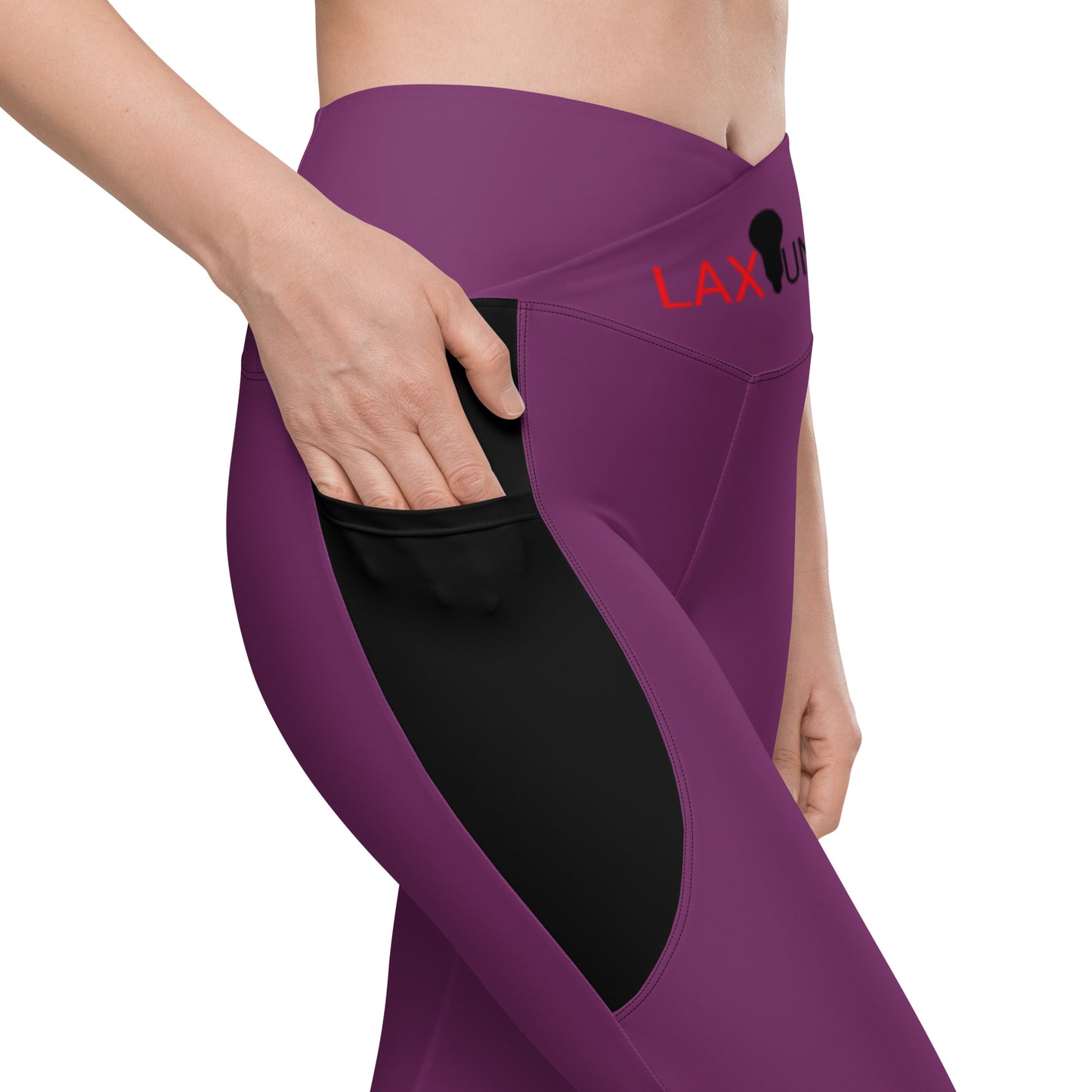 LAXUNIVERSE Palatinate Purple Crossover leggings with pockets