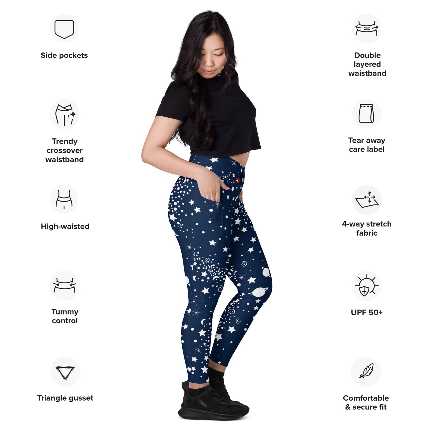 LAXUNIVERSE SPACE Crossover leggings with pockets