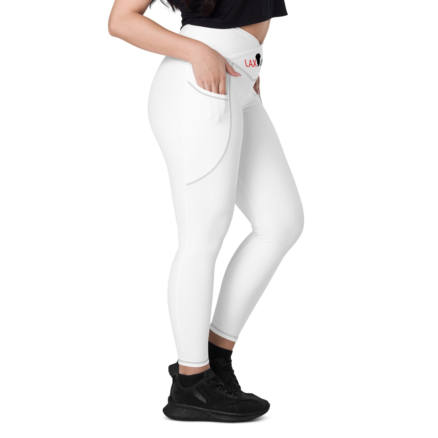 LAXUNIVERSE WHITE Crossover leggings with pockets