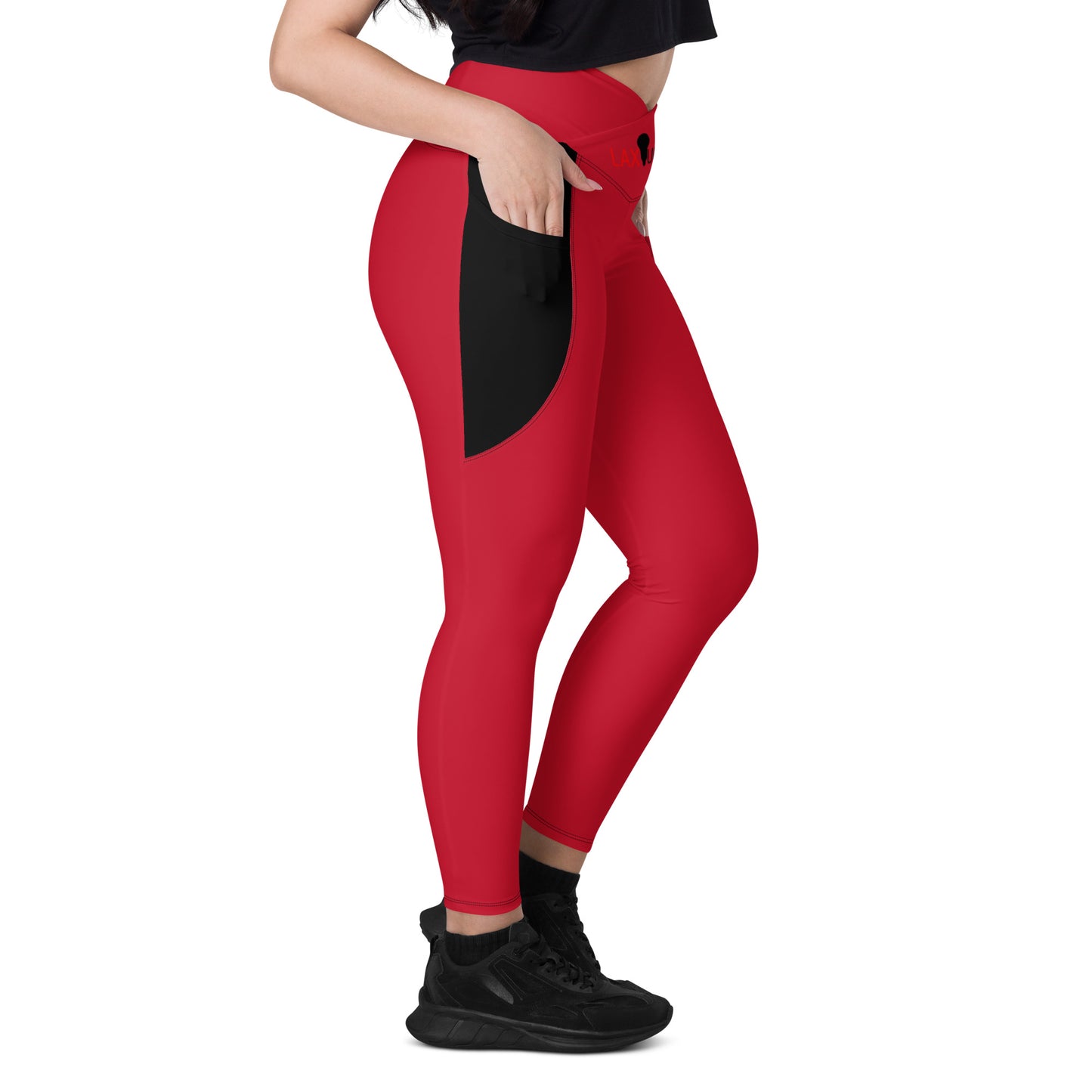 LAXUNIVERSE RED Crossover leggings with pockets