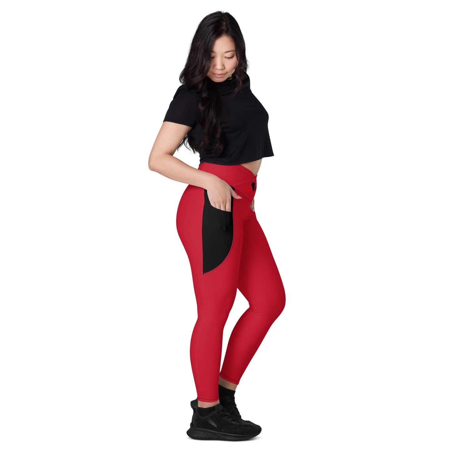LAXUNIVERSE RED Crossover leggings with pockets