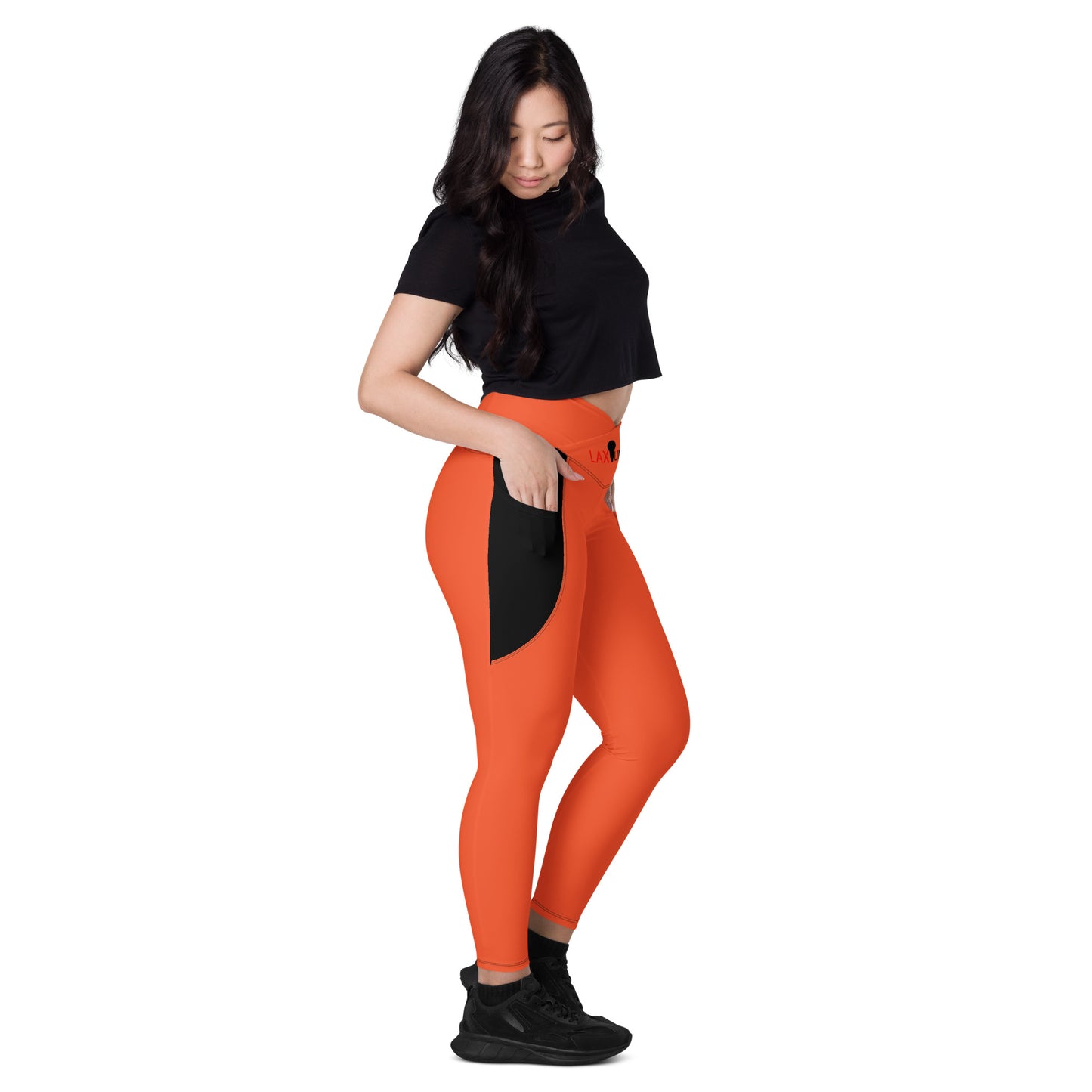 LAXUNIVERSE Outrageous Orange Crossover leggings with pockets