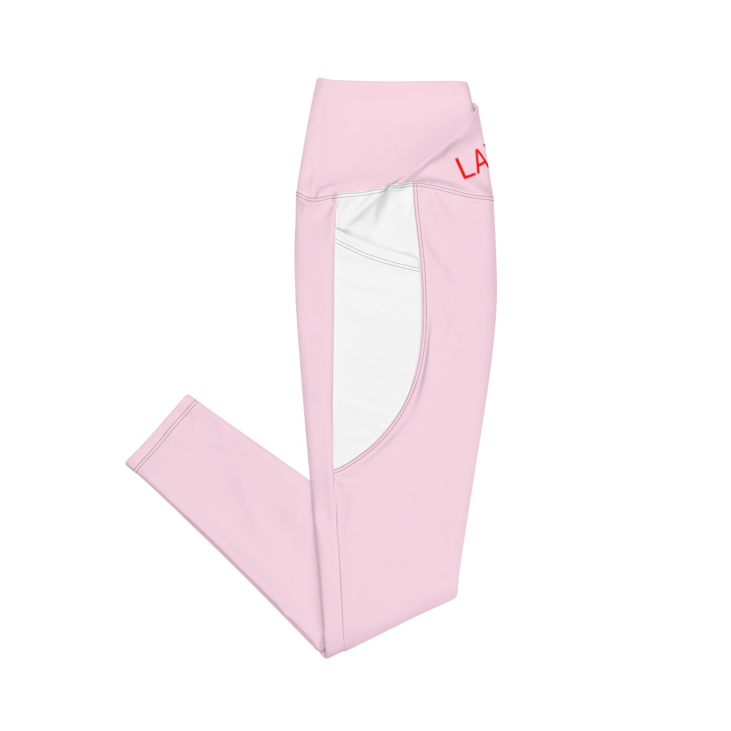 LAXUNIVERSE Pig Pink Crossover leggings with pockets